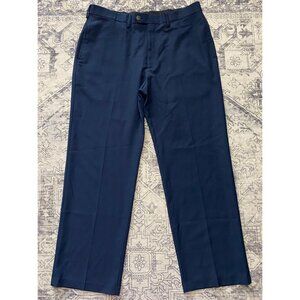 Haggar Classic‎ Fit Eclo Stria Navy Dress Pants 36x30 Blue Stretch Waistband